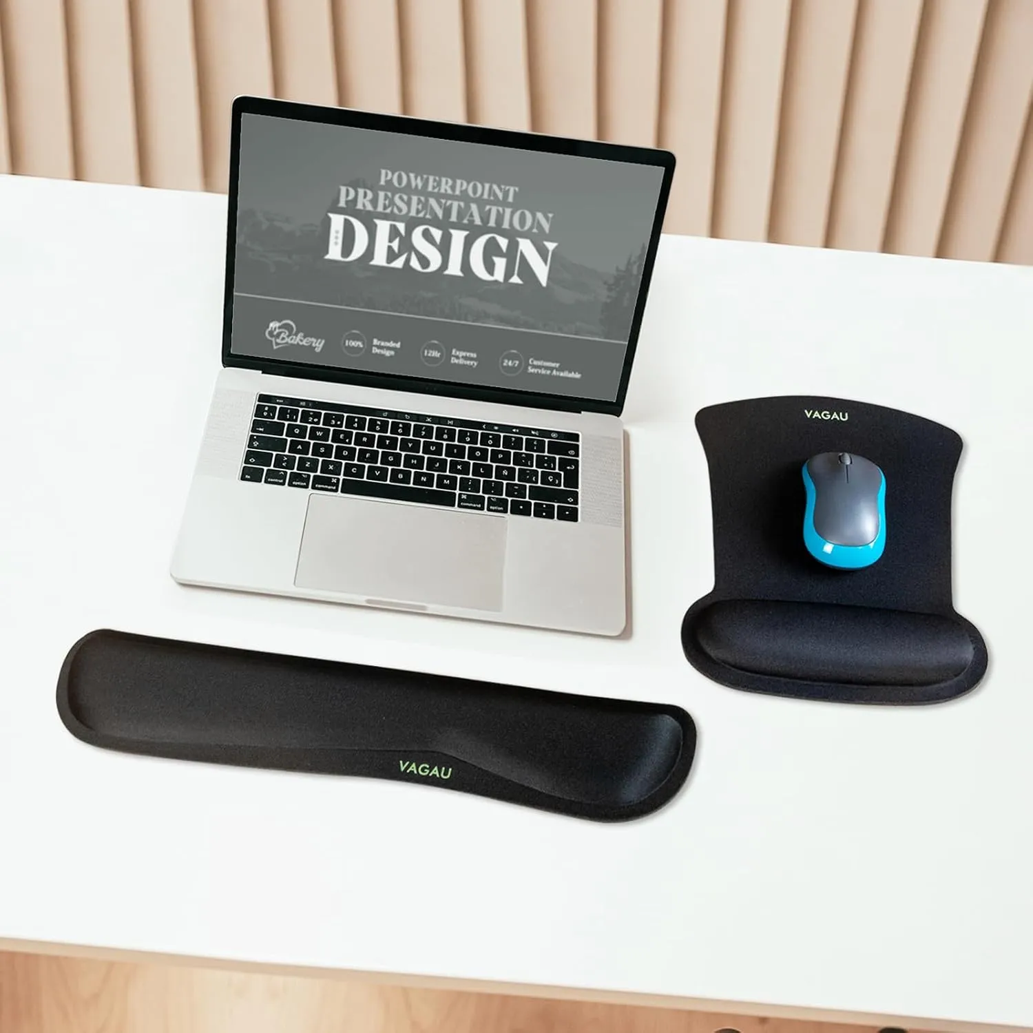 VAGAU Premium Keyboard Wrist Rest and Mouse Pad Wrist Support, Ergonomic Memory Foam Set for Office, Laptop, Mac, Computer and Gaming, Comfortable Typing &Wrist Pain Relief (2 Pack)