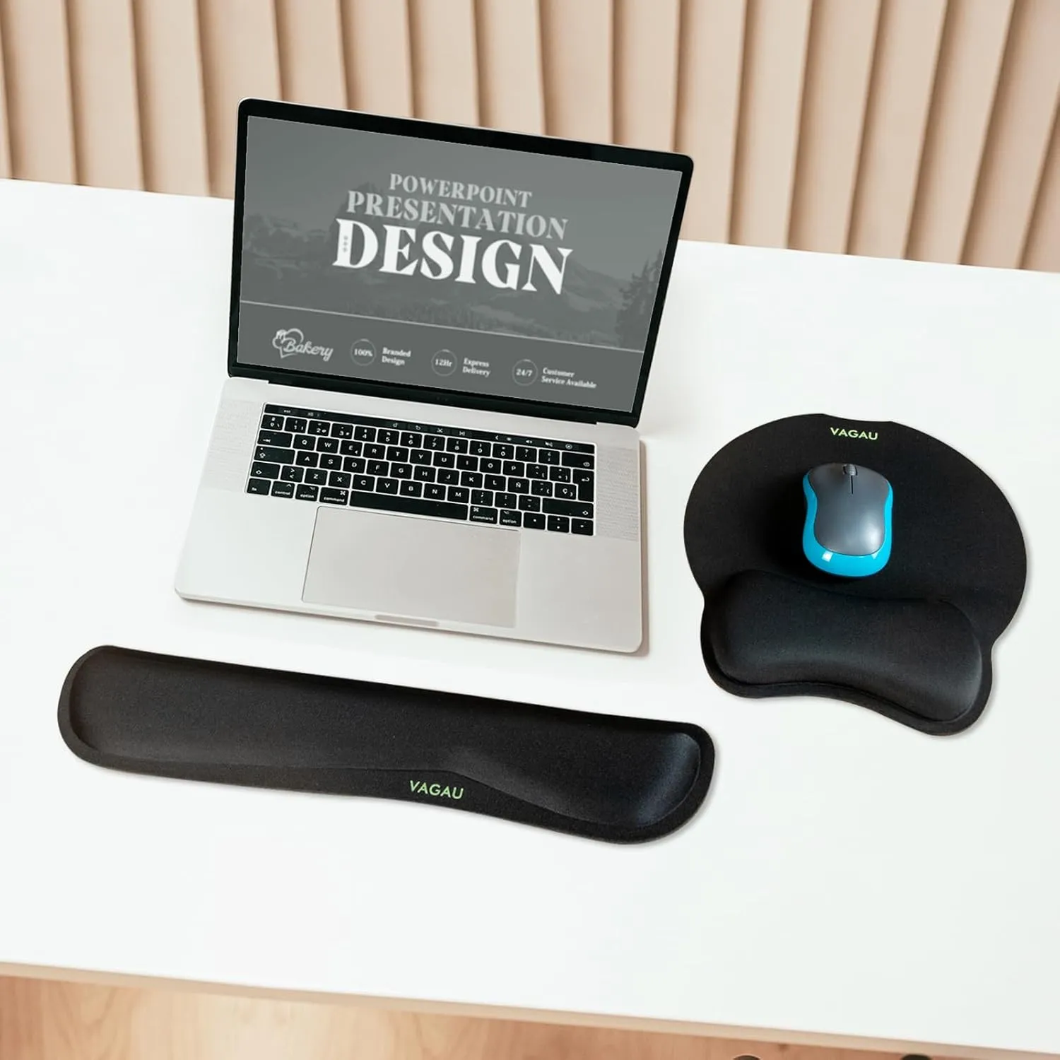 VAGAU Premium Keyboard Wrist Rest and Mouse Pad Wrist Support, Ergonomic Memory Foam Set for Office, Laptop, Mac, Computer and Gaming, Comfortable Typing &Wrist Pain Relief (2 Pack)