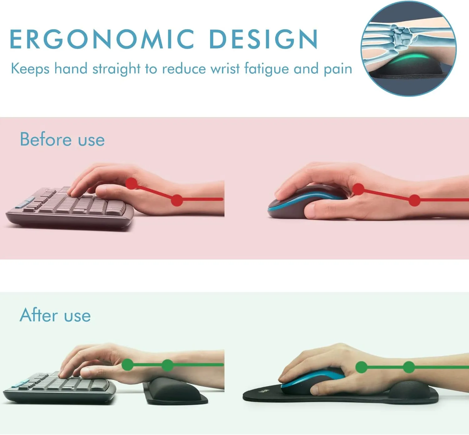 VAGAU Premium Keyboard Wrist Rest and Mouse Pad Wrist Support, Ergonomic Memory Foam Set for Office, Laptop, Mac, Computer and Gaming, Comfortable Typing &Wrist Pain Relief (2 Pack)