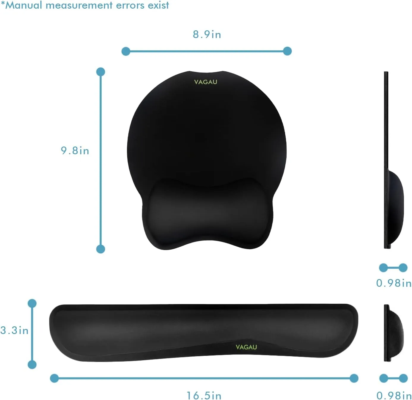 VAGAU Premium Keyboard Wrist Rest and Mouse Pad Wrist Support, Ergonomic Memory Foam Set for Office, Laptop, Mac, Computer and Gaming, Comfortable Typing &Wrist Pain Relief (2 Pack)