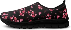 Valentine's Day Slip On Sneakers for Women Casual Low Top Flat Shoes Mesh Breathable Work Tennis Footwear