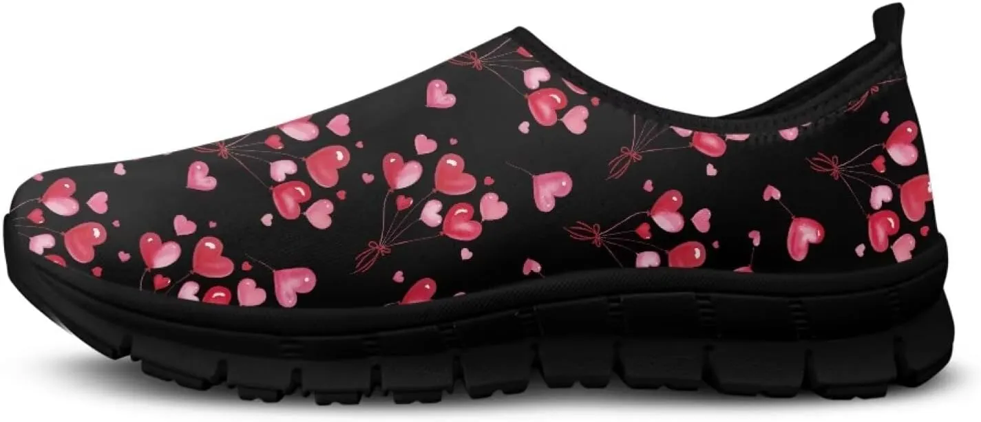 Valentine's Day Slip On Sneakers for Women Casual Low Top Flat Shoes Mesh Breathable Work Tennis Footwear