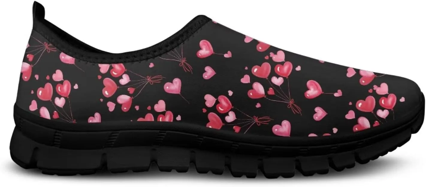 Valentine's Day Slip On Sneakers for Women Casual Low Top Flat Shoes Mesh Breathable Work Tennis Footwear