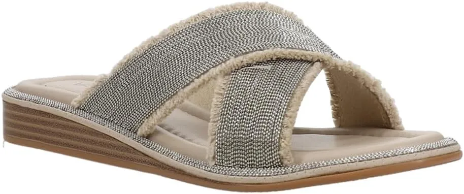 VANELi Womens Bogie Chain Slide Casual Sandals Casual Low Heel 1-2" - Beige