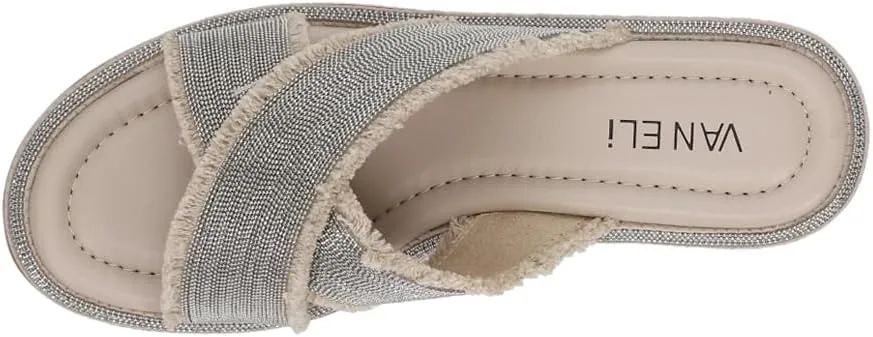 VANELi Womens Bogie Chain Slide Casual Sandals Casual Low Heel 1-2" - Beige