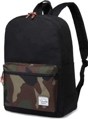 VASCHY School Backpack, Unisex Slim Lightweight Water-resistant Backpack for Men Women College Schoolbag Travel Bookbag