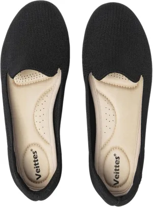 Veittes Women's Wide Width Flats Shoes,Dressy Comfortable Shoes,Soft Ladies Elegant Slip on Round Toe Knitted Ballet Shoes.