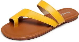 VenusCelia Women's Toe-Ring Wide Slide Sandal