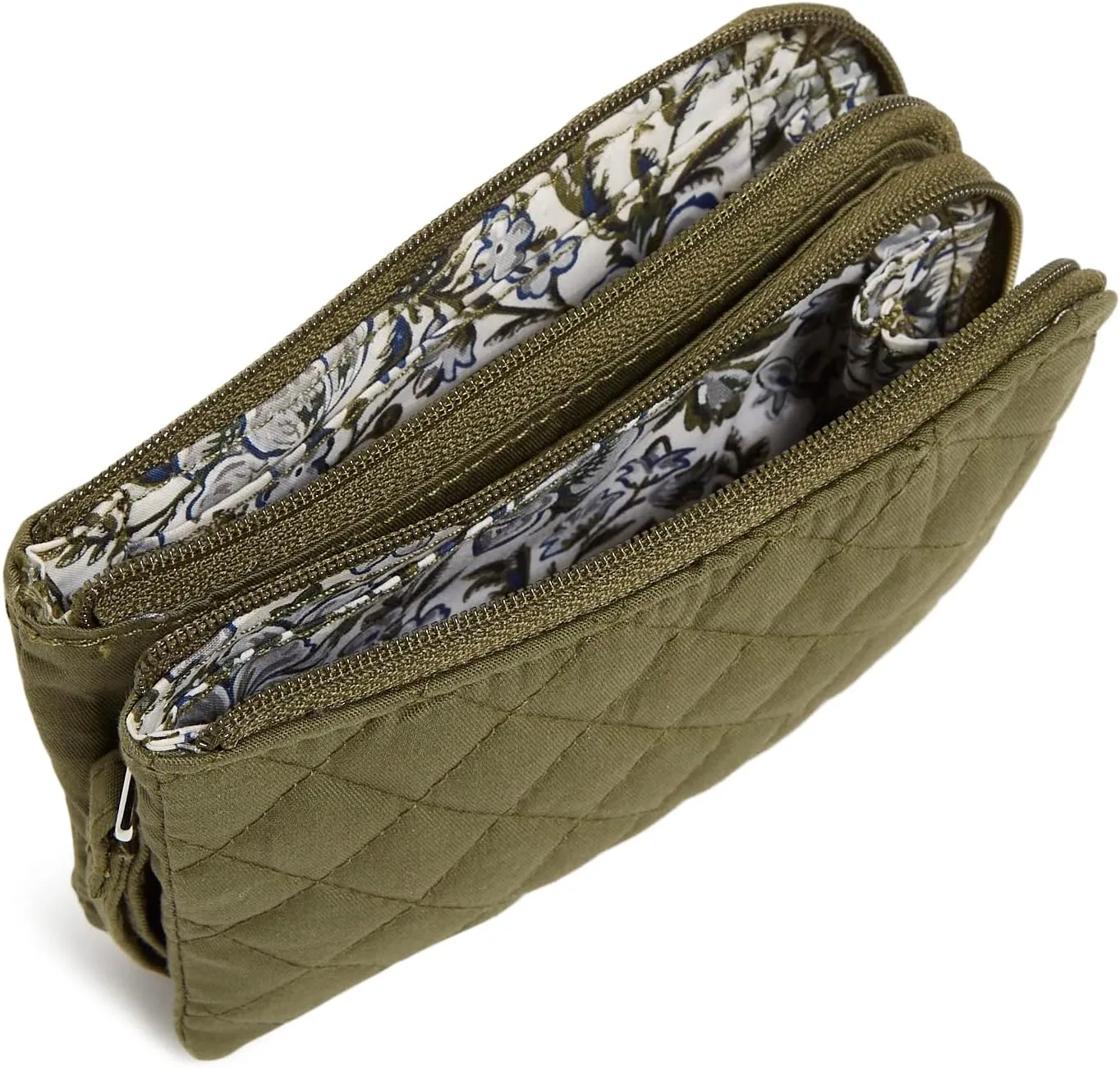 Vera Bradley Women's Cotton Double Zip ID Case Wallet With RFID Protection, Climbing Ivy Green - Recycled Cotton, One Size