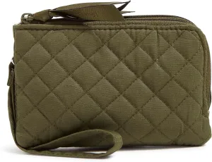 Vera Bradley Women's Cotton Double Zip ID Case Wallet With RFID Protection, Climbing Ivy Green - Recycled Cotton, One Size