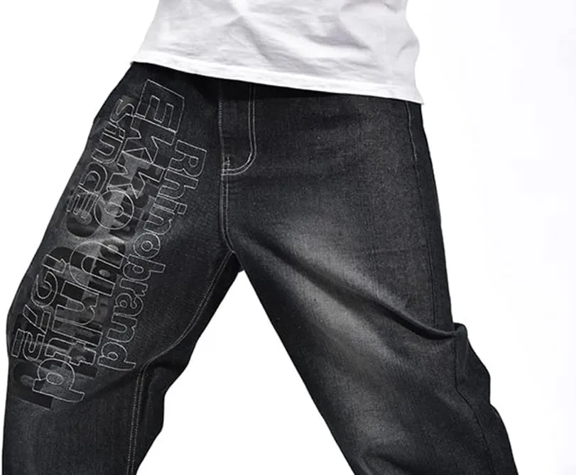 Veroders Men's Baggy Hip Hop Black Jeans- Loose Skateboard Pants Straight Baggy Skater Blue Jeans for Men