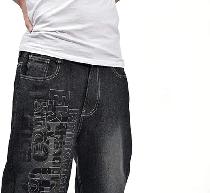 Veroders Men's Baggy Hip Hop Black Jeans- Loose Skateboard Pants Straight Baggy Skater Blue Jeans for Men