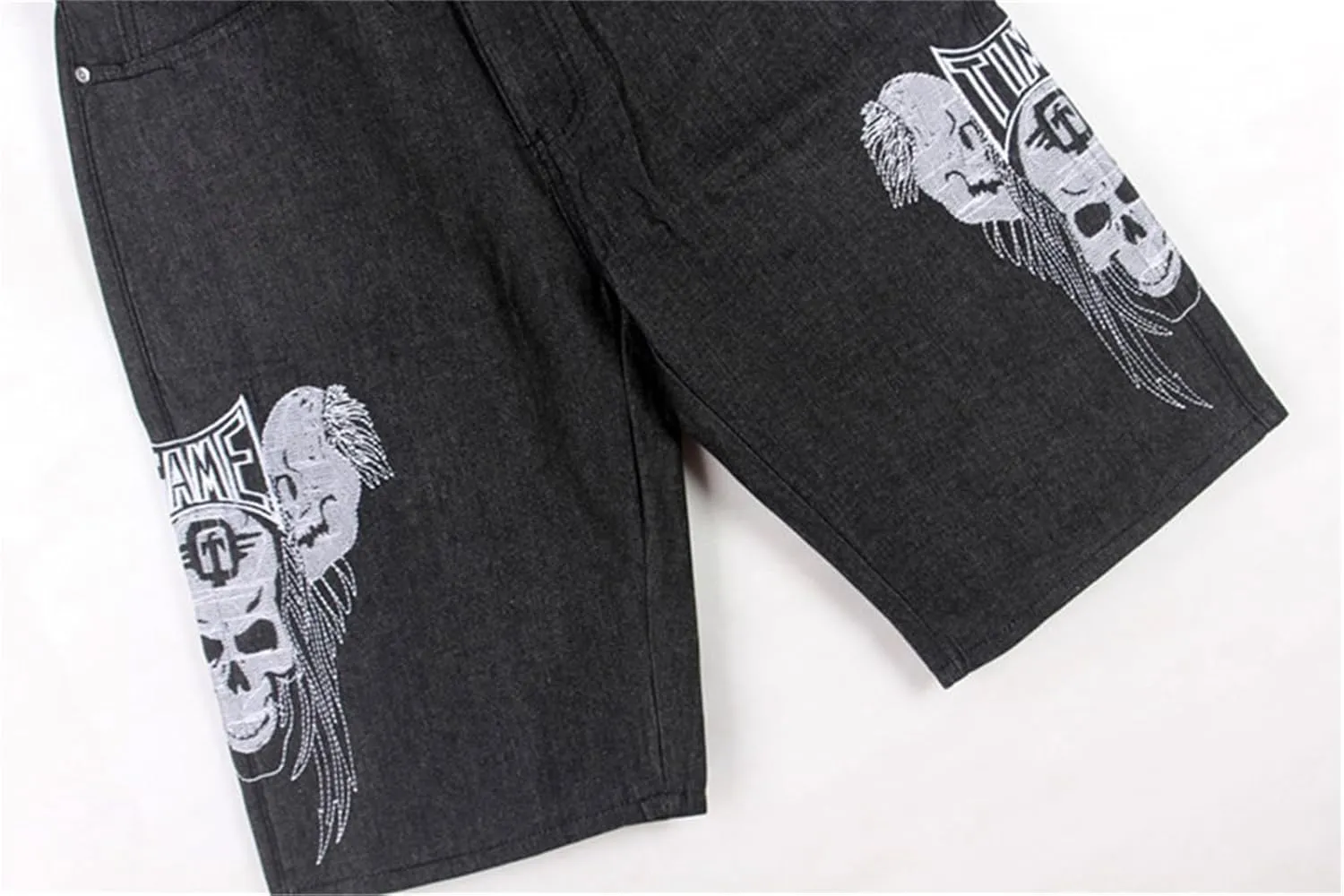 Veroders Men's Summer Shorts Baggy Hip Hop Black Jeans - Casual Straight Short Skateboard Pants Loose Jogging Jeans