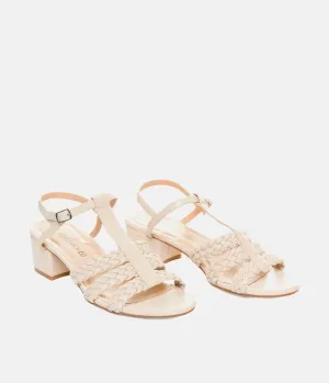 Versatile Beige Low Heel Braided Sandals