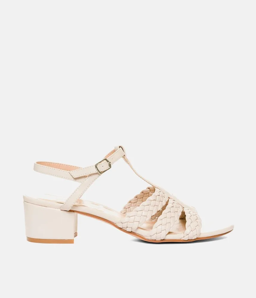 Versatile Beige Low Heel Braided Sandals