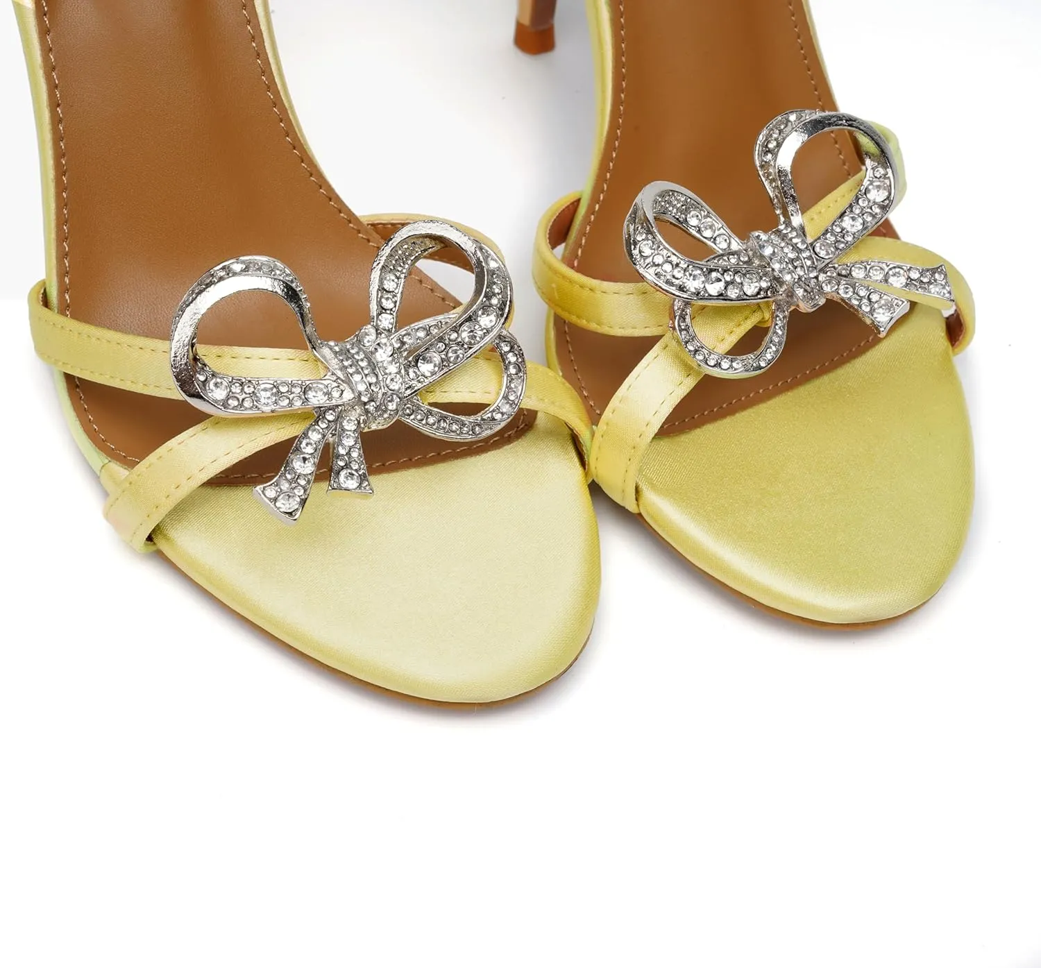 Vertundy Women's Slingback Heeled Sandals Slip On Stiletto Heels Open Toe High Rhinestone Bow Decoration Dress Party Wedding Elegant Shoes for Women
