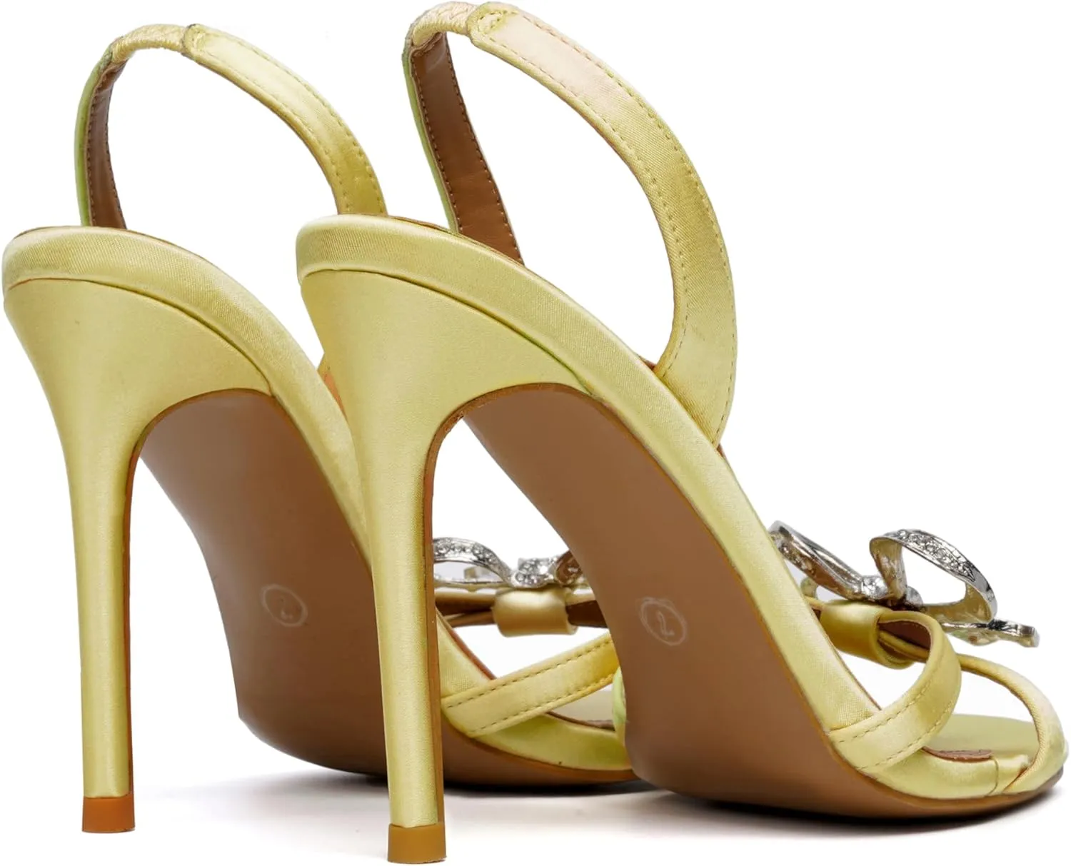 Vertundy Women's Slingback Heeled Sandals Slip On Stiletto Heels Open Toe High Rhinestone Bow Decoration Dress Party Wedding Elegant Shoes for Women