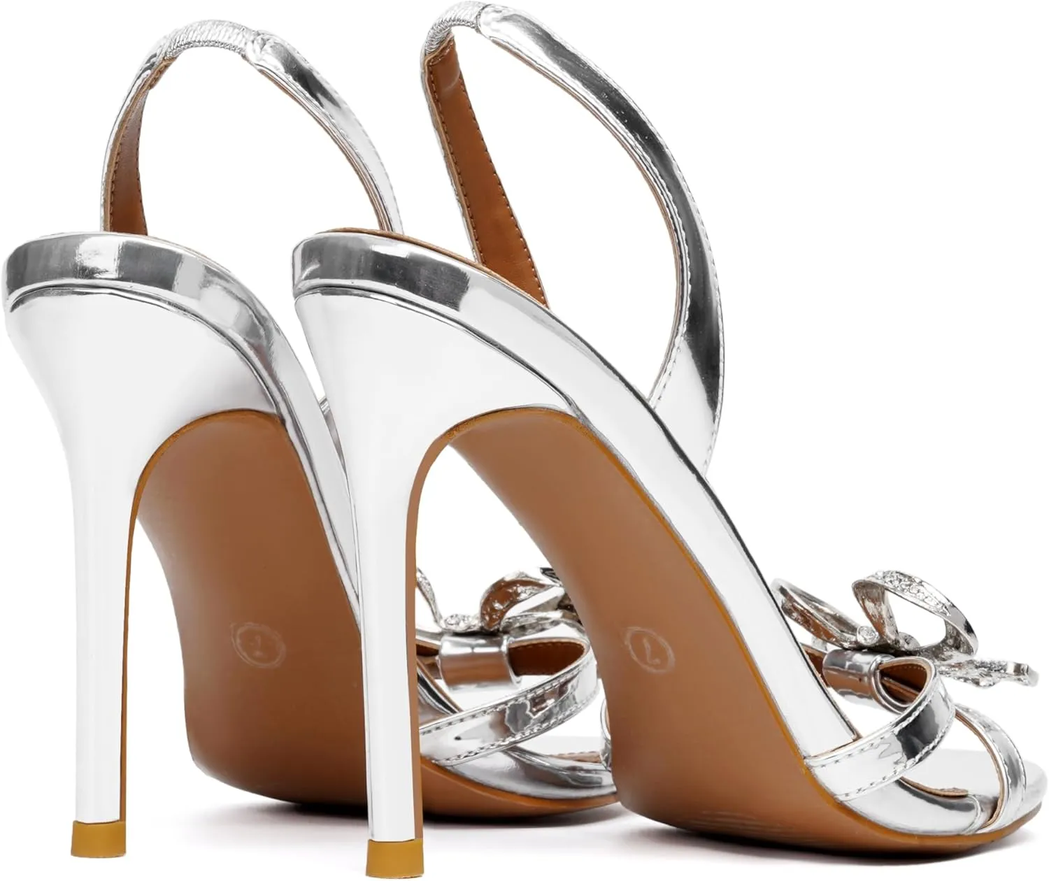 Vertundy Women's Slingback Heeled Sandals Slip On Stiletto Heels Open Toe High Rhinestone Bow Decoration Dress Party Wedding Elegant Shoes for Women