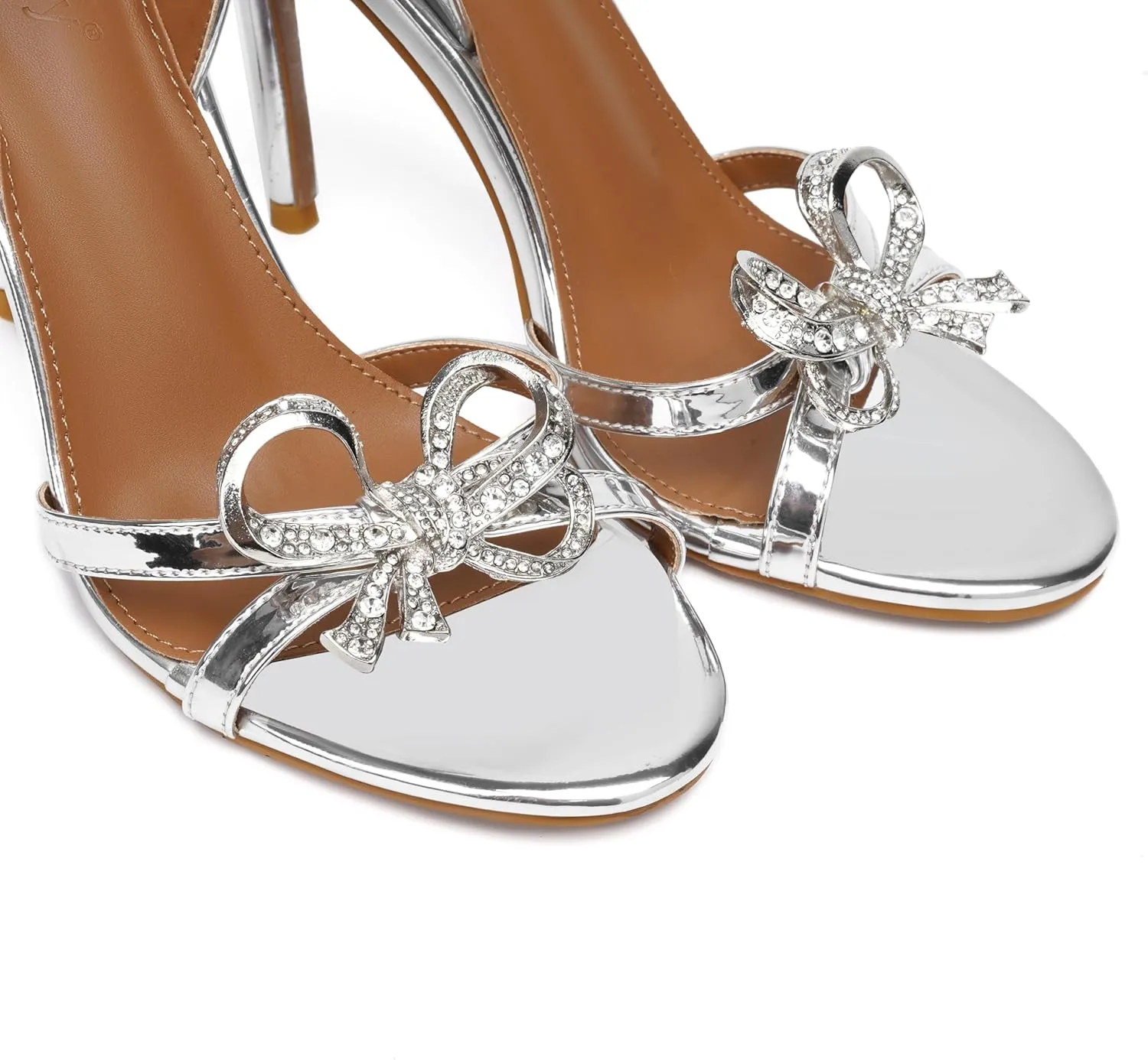 Vertundy Women's Slingback Heeled Sandals Slip On Stiletto Heels Open Toe High Rhinestone Bow Decoration Dress Party Wedding Elegant Shoes for Women