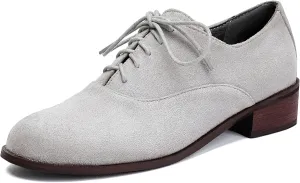 Vintage Leopard Oxfords Lace Up Low Heel Classic Brogue for Women Block Heel Round Toe Mary Jane