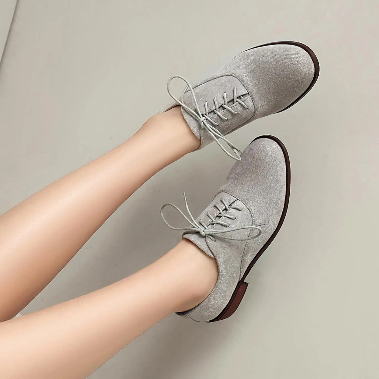 Vintage Leopard Oxfords Lace Up Low Heel Classic Brogue for Women Block Heel Round Toe Mary Jane
