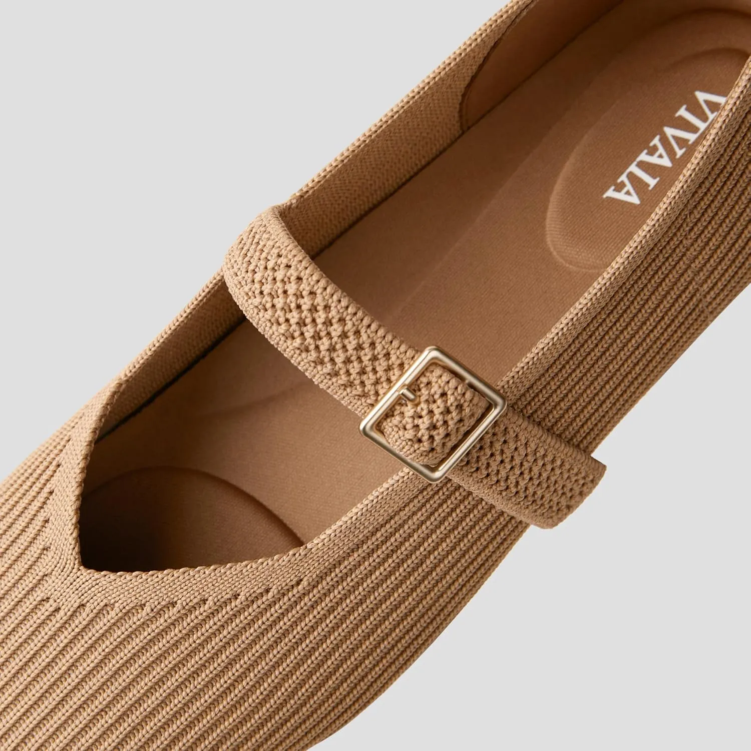 VIVAIA Margot Mary Jane Women Flat Shoes Comfortable for Work with Arch Support Slip on Square-Toe Washable Shoes