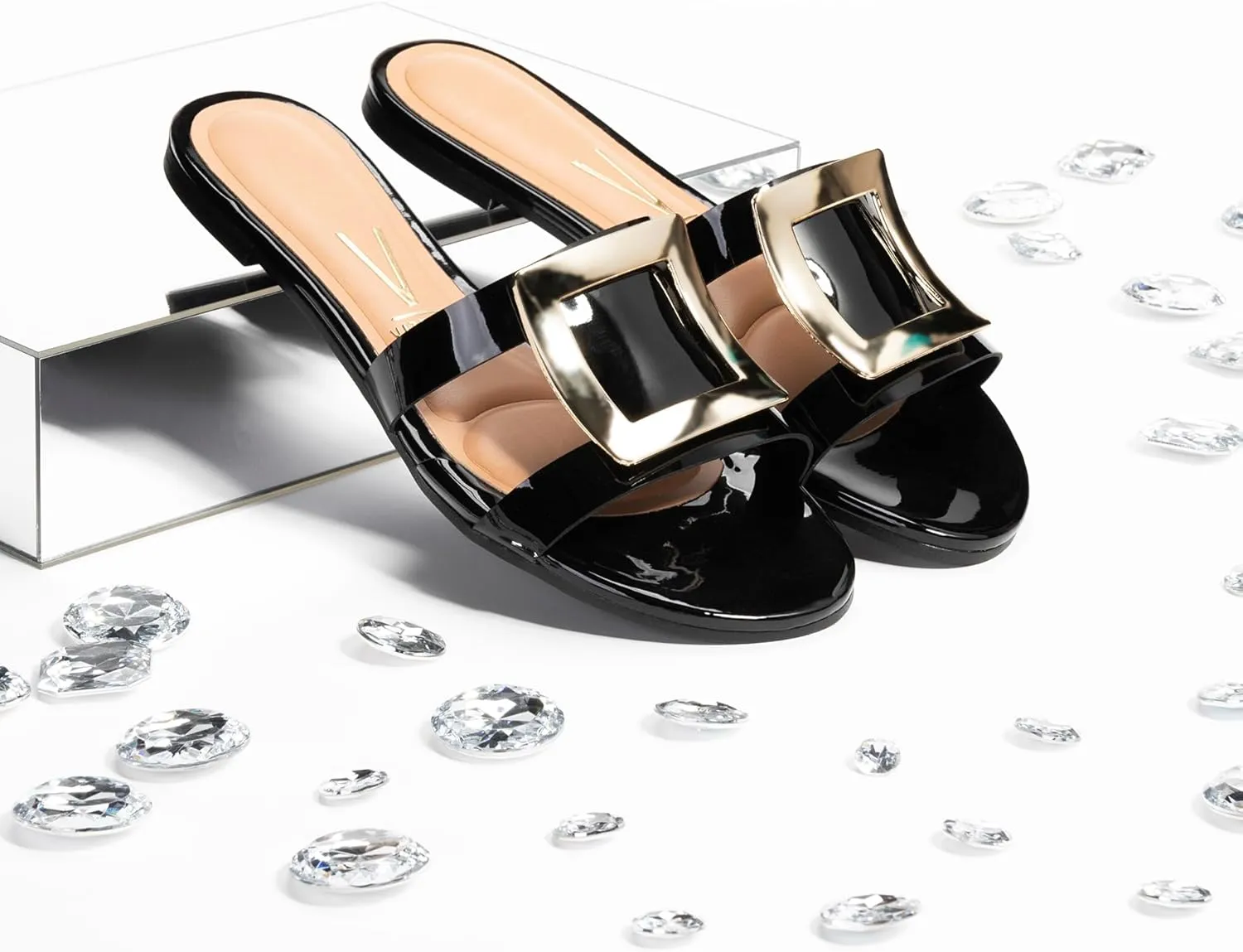 Vizzano Women's Flat Sandals Open Toe Summer Comfort Slip Slide Sandals Shoes