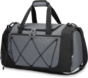 Vorspack Gym Bag for Men - 21 Inches Small Duffle Bag for Travel Lightweight Duffel Bag with Shoe Compartment Personal Item Travel Bag Weekender Bag for Travel Sports Gym - Grey