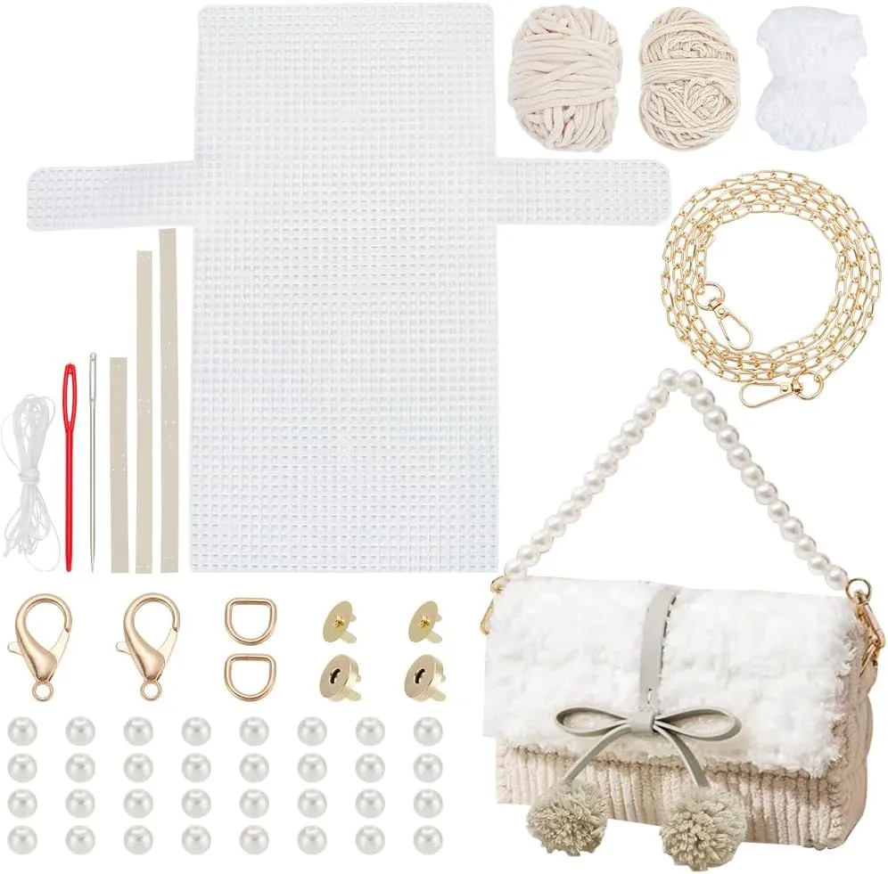 WADORN DIY Knitting & Crochet Handbags Kit, Mesh Plastic Canvas Kit for Shoulder Bags, Crossbody Bags, Embroidery Projects, Linen