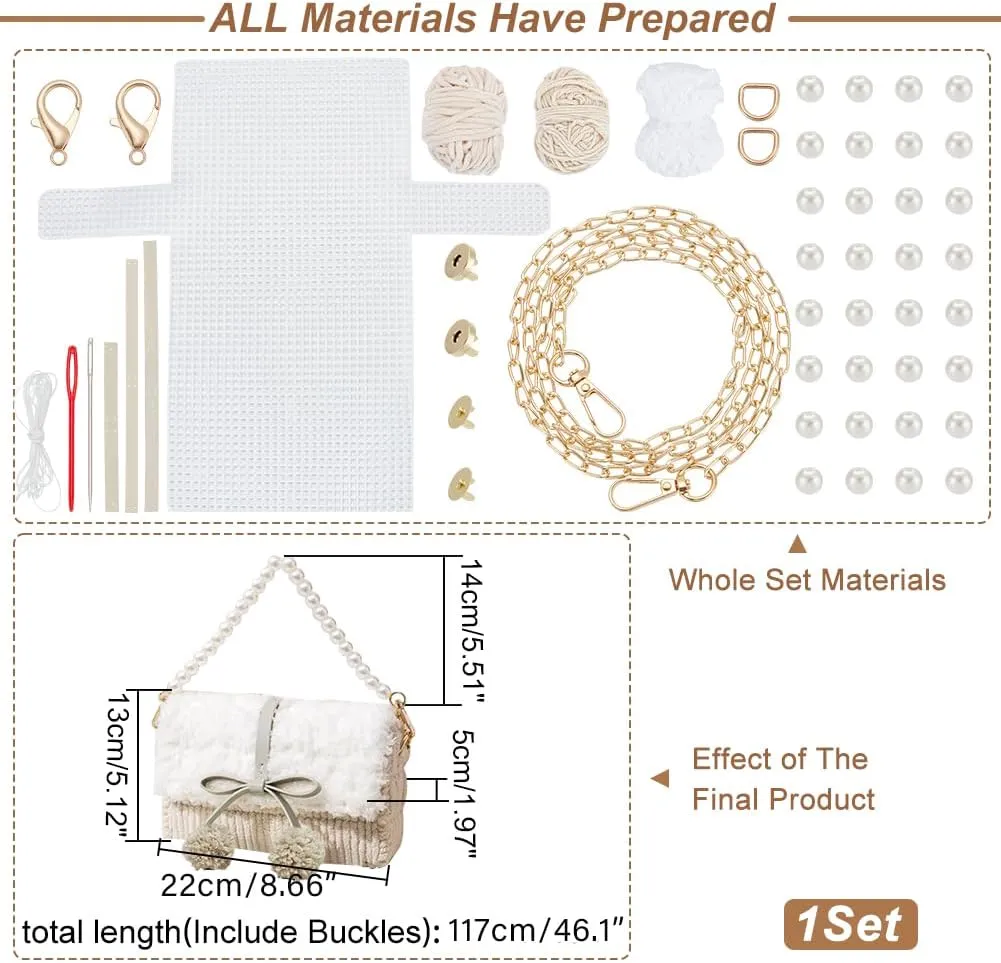 WADORN DIY Knitting & Crochet Handbags Kit, Mesh Plastic Canvas Kit for Shoulder Bags, Crossbody Bags, Embroidery Projects, Linen