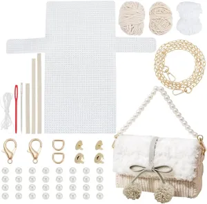 WADORN DIY Knitting & Crochet Handbags Kit, Mesh Plastic Canvas Kit for Shoulder Bags, Crossbody Bags, Embroidery Projects, Linen