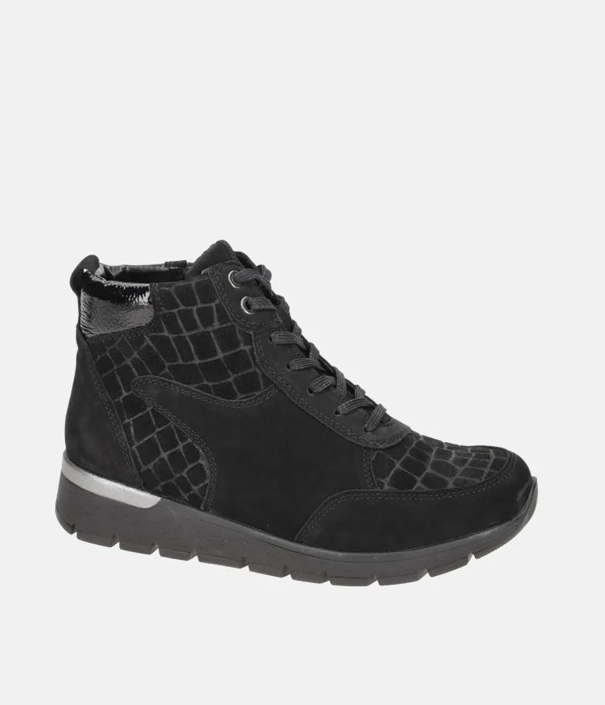 Waldlaufer Dressy Extra Wide Black Ankle Boots