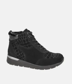 Waldlaufer Dressy Extra Wide Black Ankle Boots