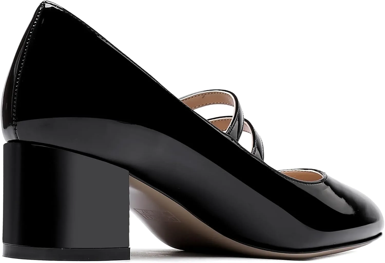 WAYDERNS Women's Adjustable Strap Mary Jane Round Toe Patent Low Chunky Heel Pumps Shoes 2 Inch