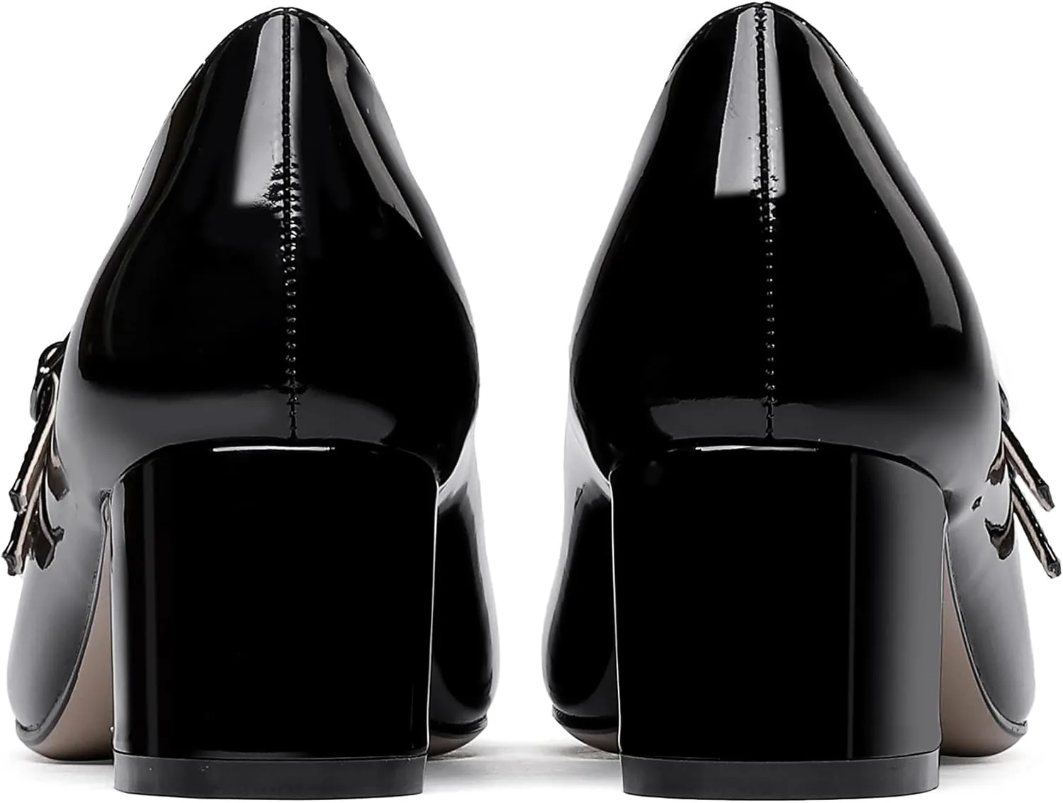 WAYDERNS Women's Adjustable Strap Mary Jane Round Toe Patent Low Chunky Heel Pumps Shoes 2 Inch
