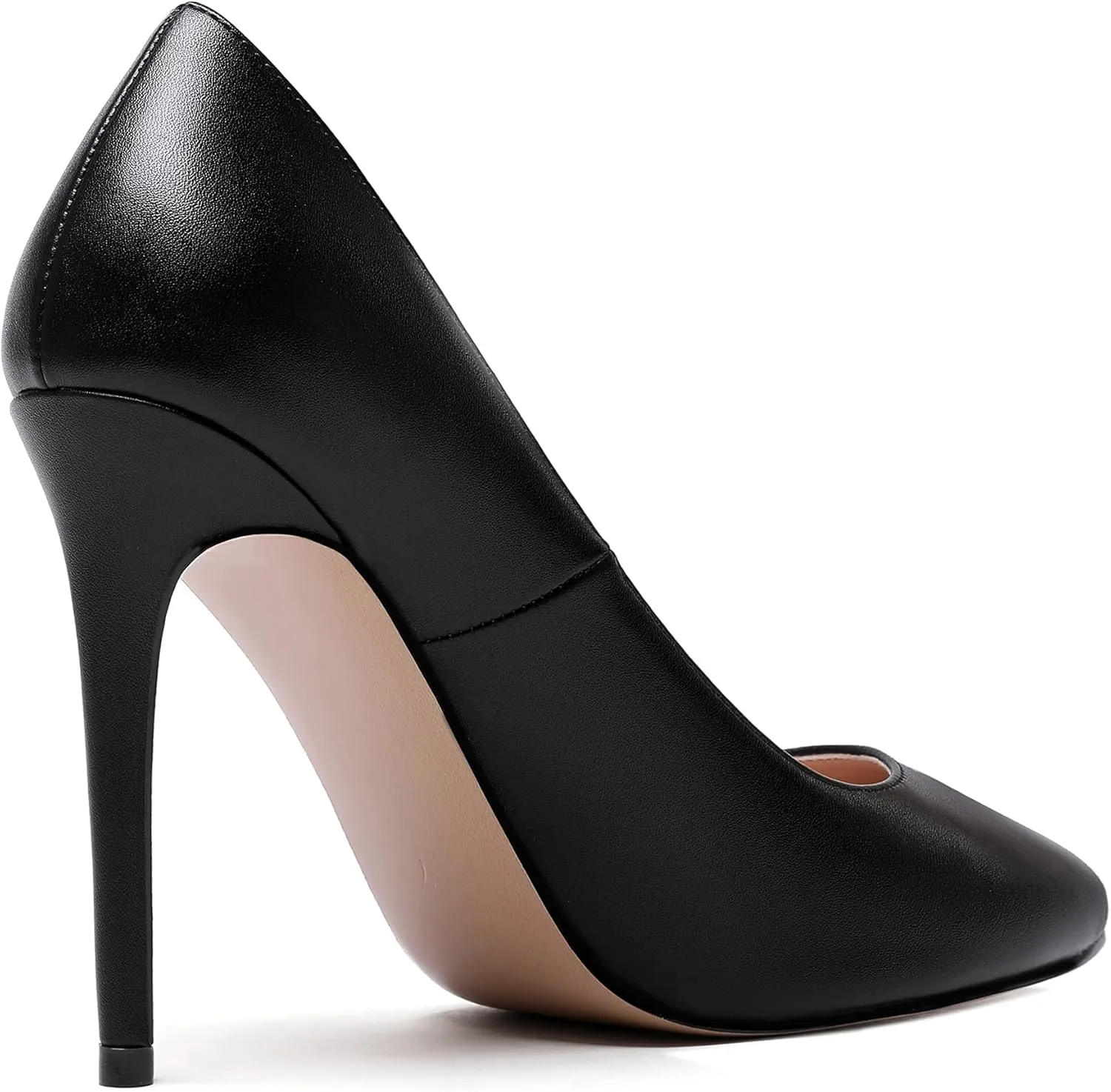 WAYDERNS Women's Slip On Solid Round Toe Stiletto High Heel Pumps Shoes 4 Inch