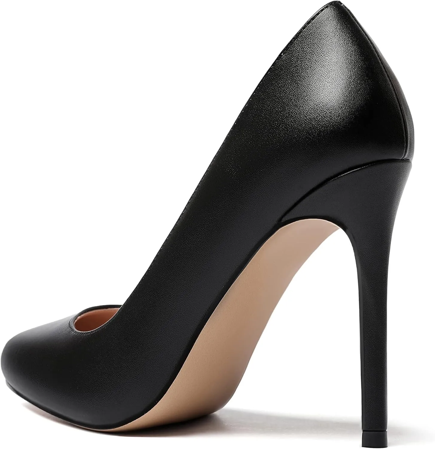 WAYDERNS Women's Slip On Solid Round Toe Stiletto High Heel Pumps Shoes 4 Inch