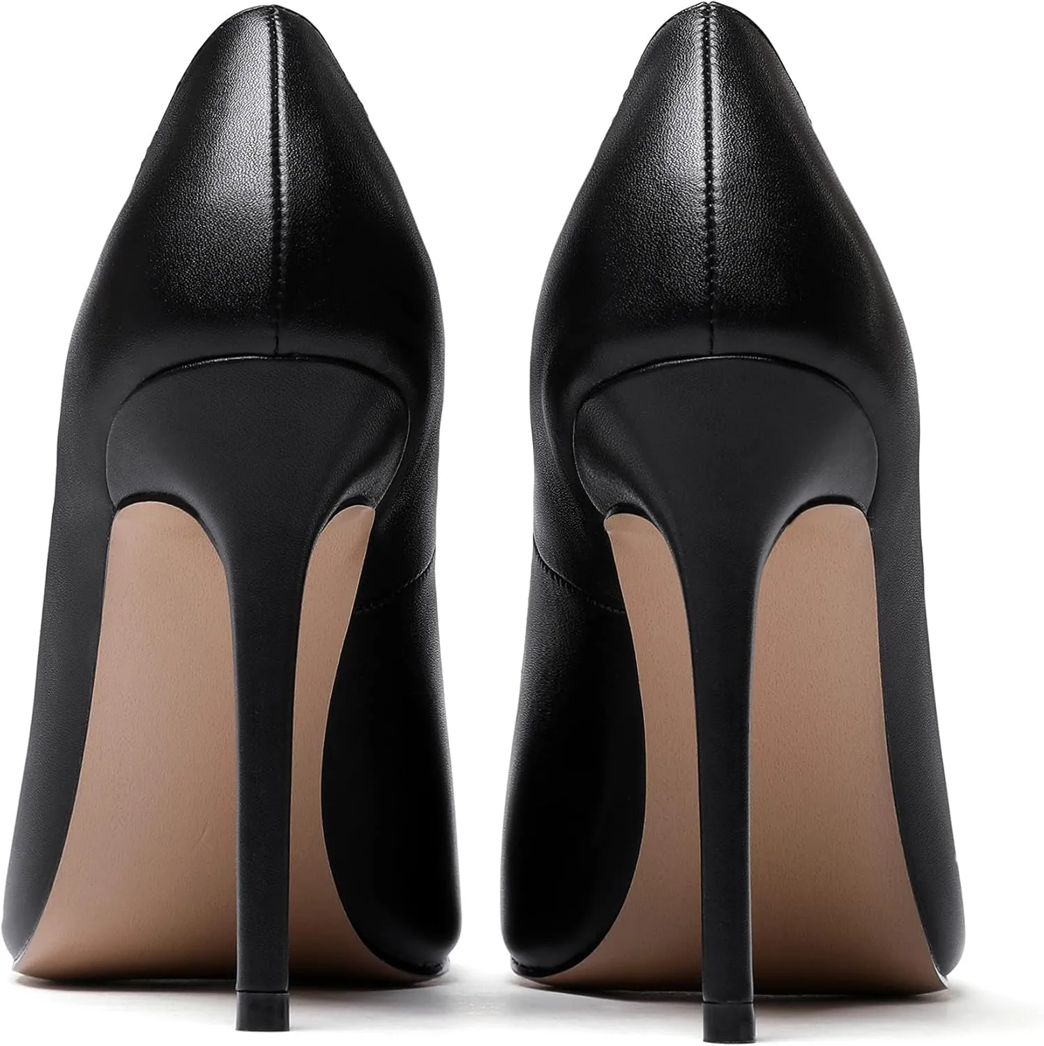 WAYDERNS Women's Slip On Solid Round Toe Stiletto High Heel Pumps Shoes 4 Inch