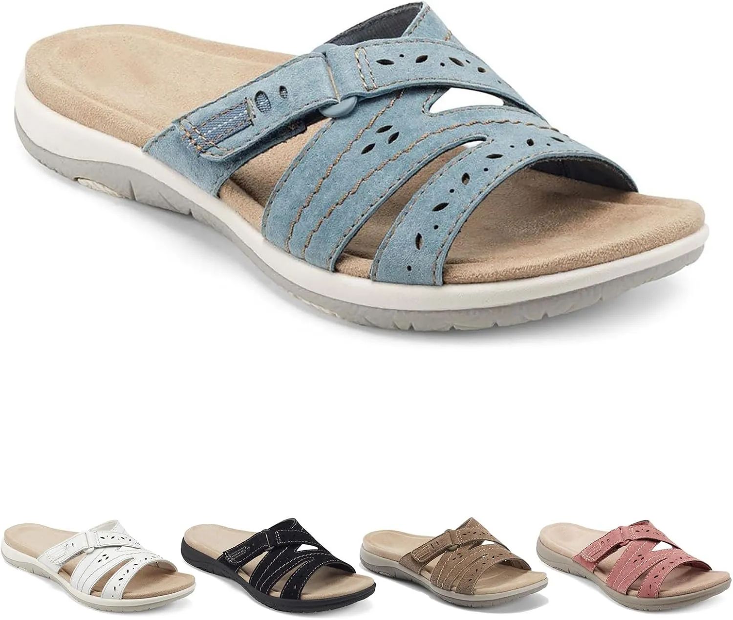 Wedge Sandals for Women Arch Support Orthopedic Sandals Comfortable Slides Slippers Lightweight Walking Beach Shoes