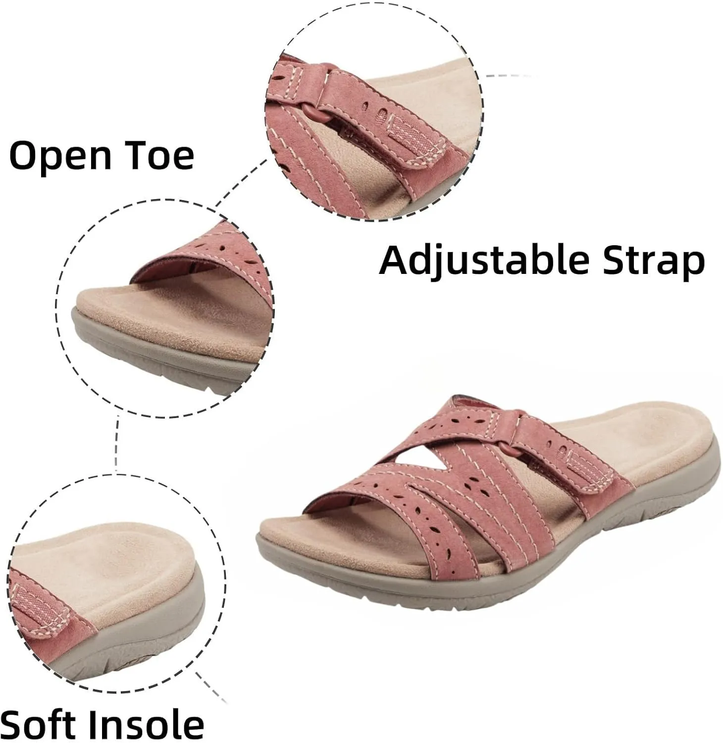 Wedge Sandals for Women Arch Support Orthopedic Sandals Comfortable Slides Slippers Lightweight Walking Beach Shoes