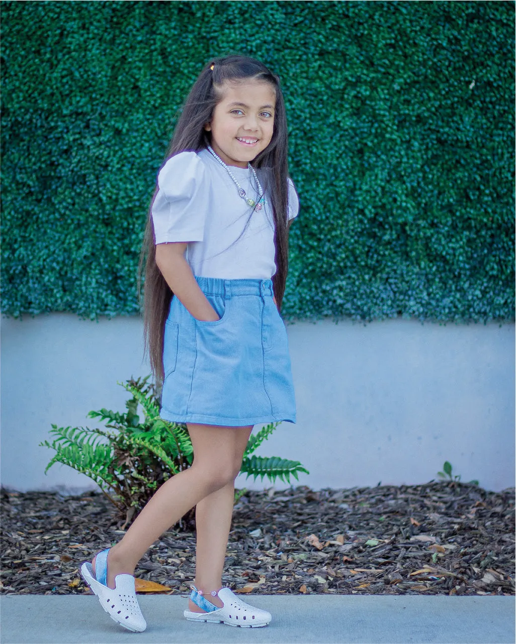 WHITE, BLUE TIE-DYE MULE SLINGERS <br><span style="font-size: 8px; font-weight: normal;"> White Slides Sandals Closed Toe Kids, Toddlers,  Girls Water Shoes Summer 2024