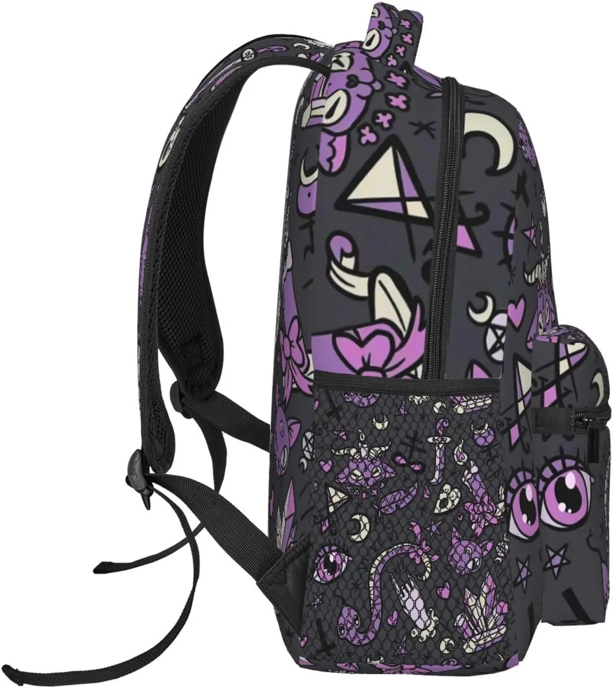 Witchy Goth Spooky Gray Purple Backpack For School Laptop Bags Bookbag Big Casual Daypack For Student Girls Boys Kids Teens Travel Sports Work