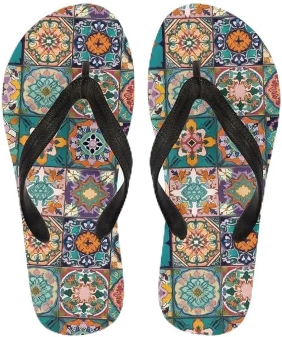Women Camouflage Flip Flop Sandal, Sunflower Tulip Summer Lightweight Slippers Print Hawaii Holiday Thong Sandals