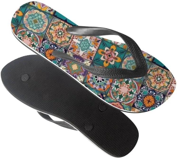 Women Camouflage Flip Flop Sandal, Sunflower Tulip Summer Lightweight Slippers Print Hawaii Holiday Thong Sandals