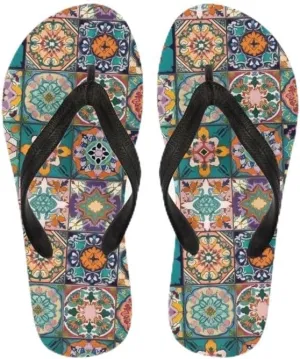 Women Camouflage Flip Flop Sandal, Sunflower Tulip Summer Lightweight Slippers Print Hawaii Holiday Thong Sandals