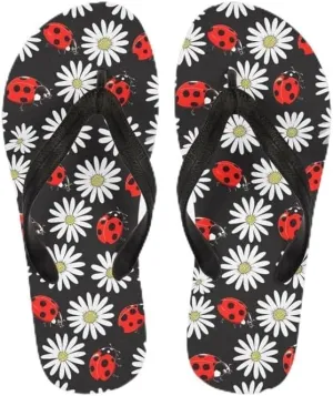 Women Camouflage Flip Flop Sandal, Sunflower Tulip Summer Lightweight Slippers Print Hawaii Holiday Thong Sandals