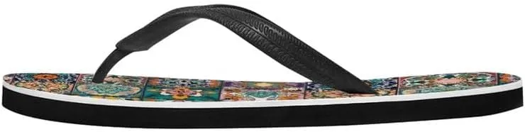 Women Camouflage Flip Flop Sandal, Sunflower Tulip Summer Lightweight Slippers Print Hawaii Holiday Thong Sandals