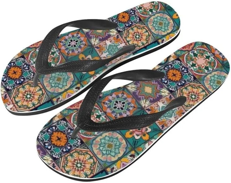 Women Camouflage Flip Flop Sandal, Sunflower Tulip Summer Lightweight Slippers Print Hawaii Holiday Thong Sandals