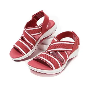 Women Casual Comfortable Elastic Band Magic Tape Beach Flat Sandals