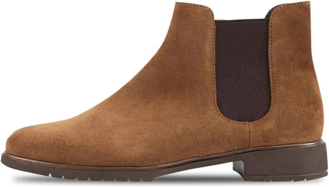 Women Classic Round Toe Flat Heel Chelsea Ankle Boots Elastic Side Zipper Comfortable Daily Wear Booties Size 4-16 US